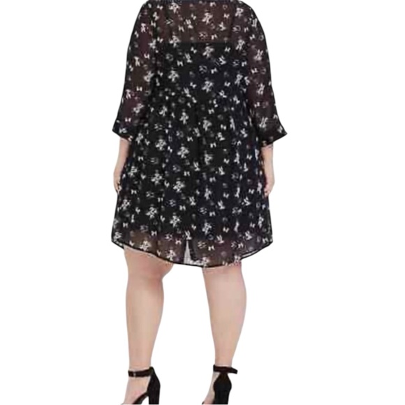 Torrid X Disney Minnie Mouse Babydoll Dress Size 2X Black Sheer Button Front - Picture 7 of 12
